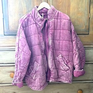 Free People dolman quilted jacket only tried on once. Color Cherry juice
